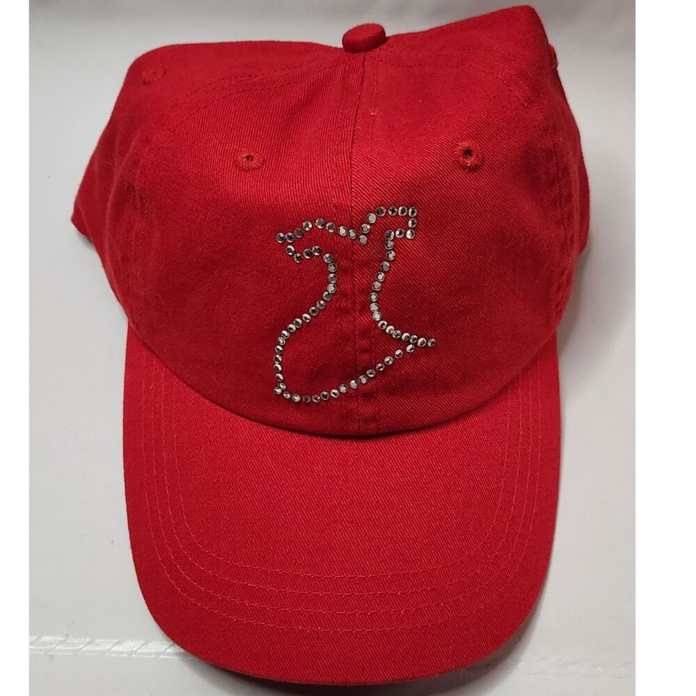 Head to Toe Red Youth Baseball Cap with Whale Tail Outline